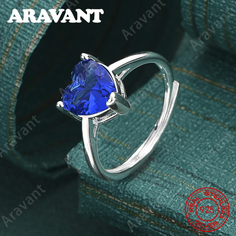 

925 Sterling Silver Heart-Shaped Zirconia Ring With Five Adjustable Colors - A Unique And Versatile Jewelry Gift For Women