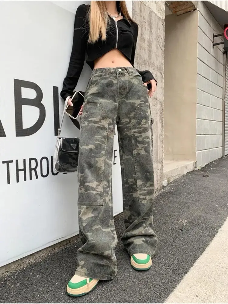 

Camouflage Cargo Pants 2024 Women's Pants Camouflage Jeans Women Pants Baggy Pant Woman Cargo Pant for Women Korean Sweatpants