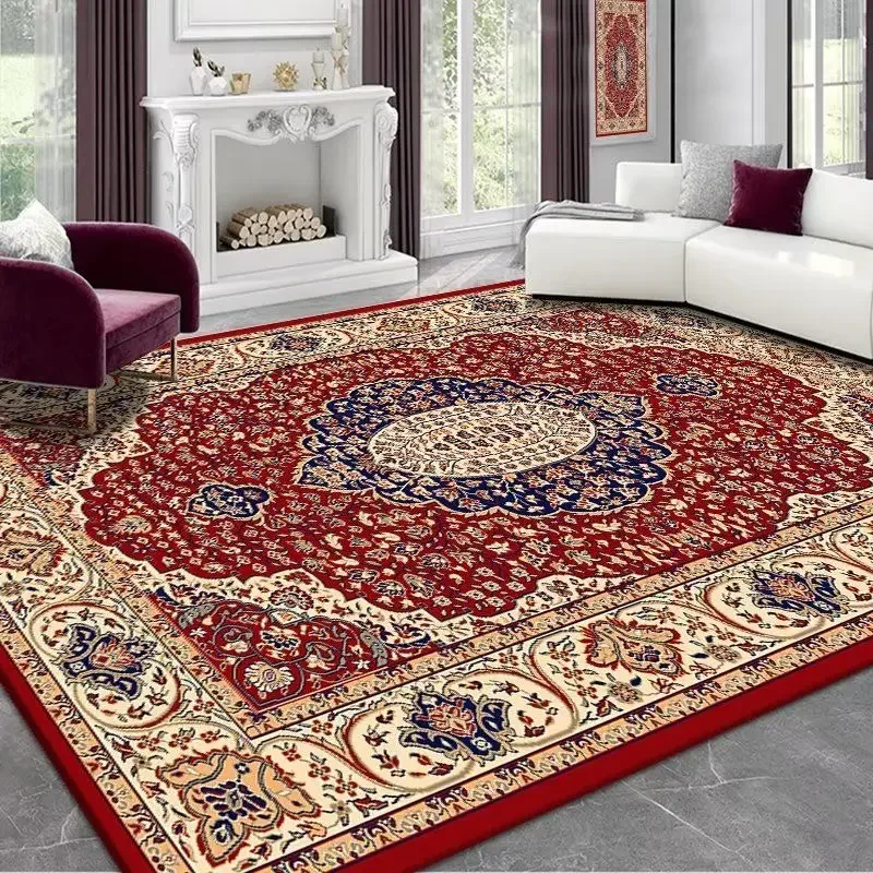

Classic Persian Red Luxury Rug for Living Room Bedroom Premium NonSlip Carpet Elegant Tea Table Kitchen Floor Mat Home Decor