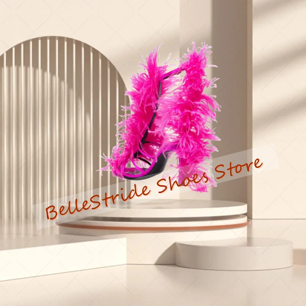 Rosa vermelha pele decoração sandálias fivela cinta moda feminina sapatos stilettos salto alto festa banquete namoro 2025 zapatos para mujere