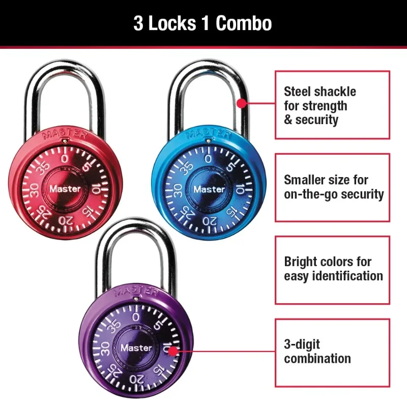 Imagem -04 - Fechadura Combinada Rotativa para Ginásio e Escola Cadeado Anti-roubo Armário de Segurança Master Lock 1533 Mcd