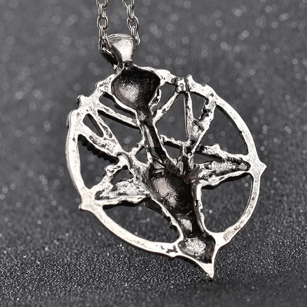 Gothic Laveyan Jewelry Baphomet Goat Head Pendant Necklace Inverted Pentagram Sigil Fashion Accessory