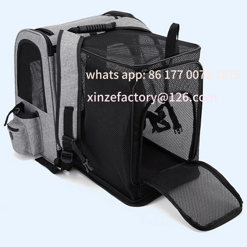 Customizable Pet Backpack Portable Breathable Outdoor Foldable Expandable Cat & Dog Backpack Large Capacity Oxford Cloth