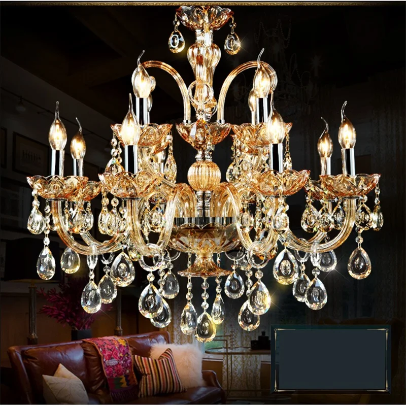 

TEMAR Luxury Candle Chandelier Modern Amber LED Lighting Creative Decorative Fixtures For Home Living Dining Room Bedroom