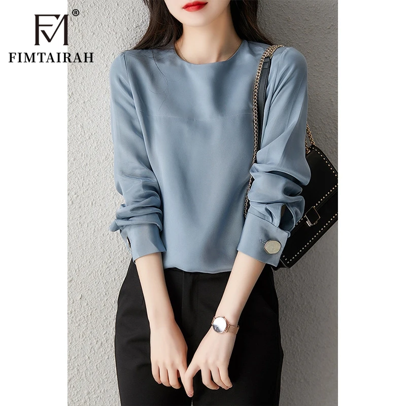 Fimtairah Heavy silk  shirt 2024 summer new Hangzhou silk women's blouse mulberry silk shirt long sleeve