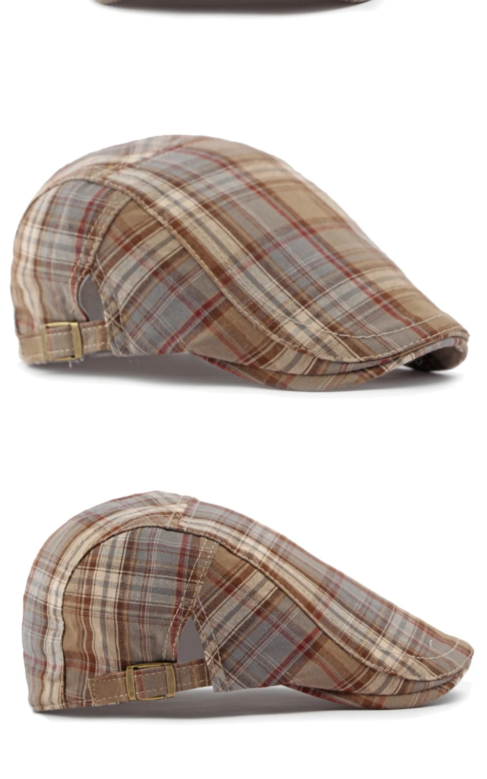 HT4376 Berets Männer Frauen Vintage Plaid Baskenmütze Männlich Weiblich Einstellbare Flache Kappe Retro Frühling Sommer Kappe Baskenmütze Hüte für Männer Frauen – Detail 11