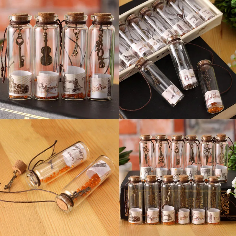 Mini Clear Glass Bottles With Cork Transparent Message Wishing Bottles Art Crafts For Christmas Wedding Party Decors DIY