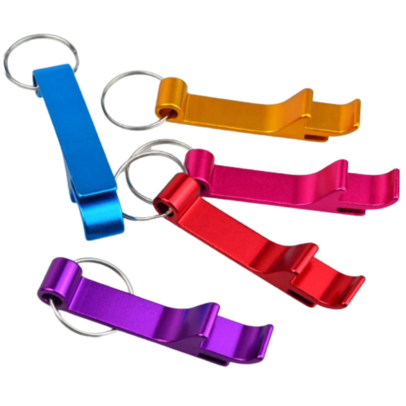 100Pcs 8 Color Metal Bottle Opener Split Key Ring Chain Keychain Bulk Aluminum Pocket Claw Bar Soda Beer Bottle Opener