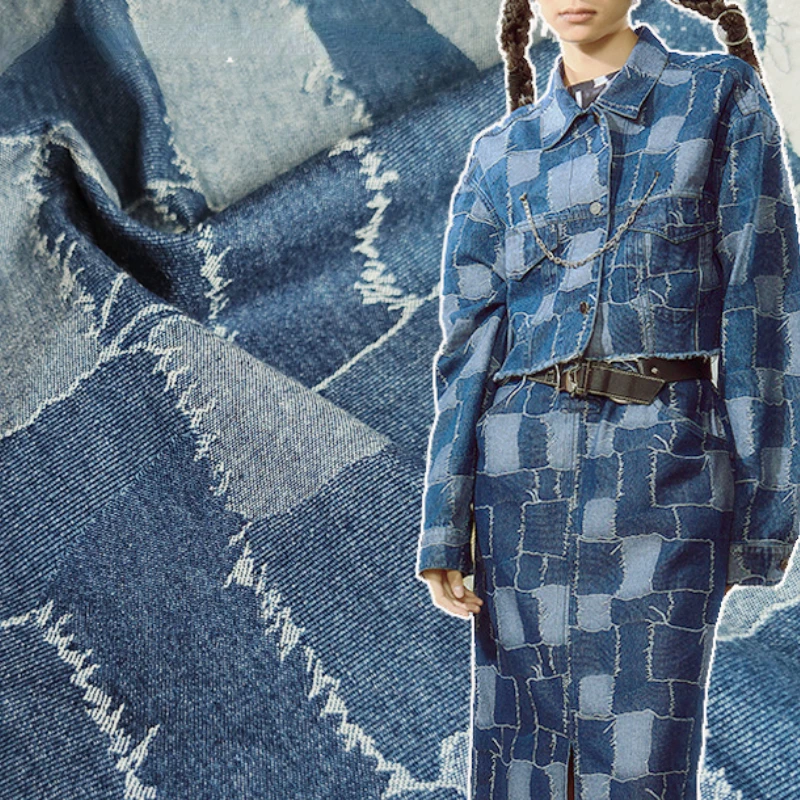 

Jacquard Denim Fabric for Diy Sewing Jacket Creative Clothing Designer Fabrics By The Meter Cotton Material