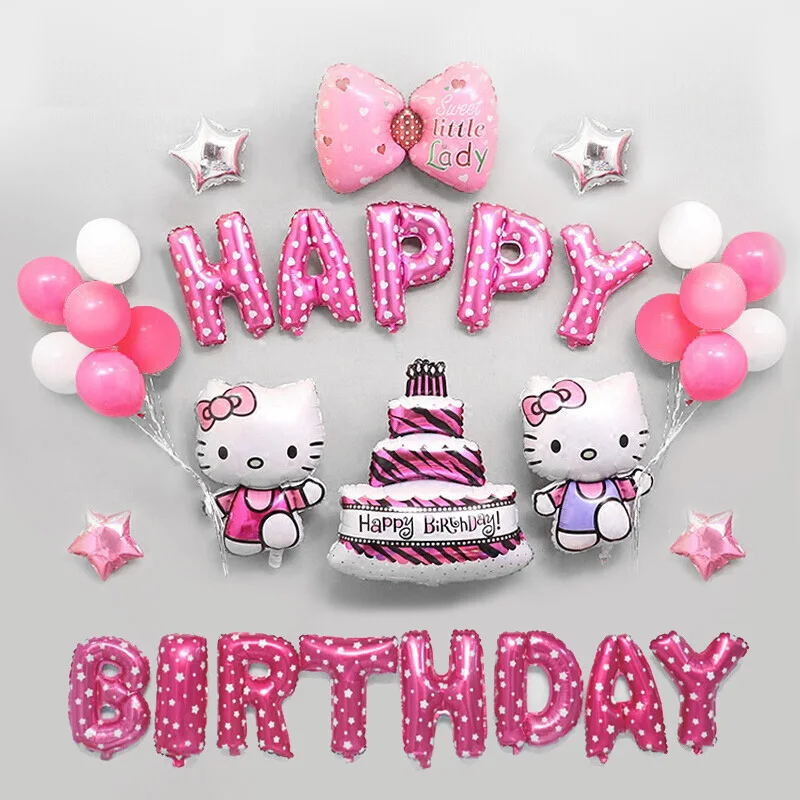Cute Sanrio Party Balloon Set Decoration Hello Kitty Birthday Decoration Kids Theme Scene Layout Hellokitty Room Decor Girl Gift image 5