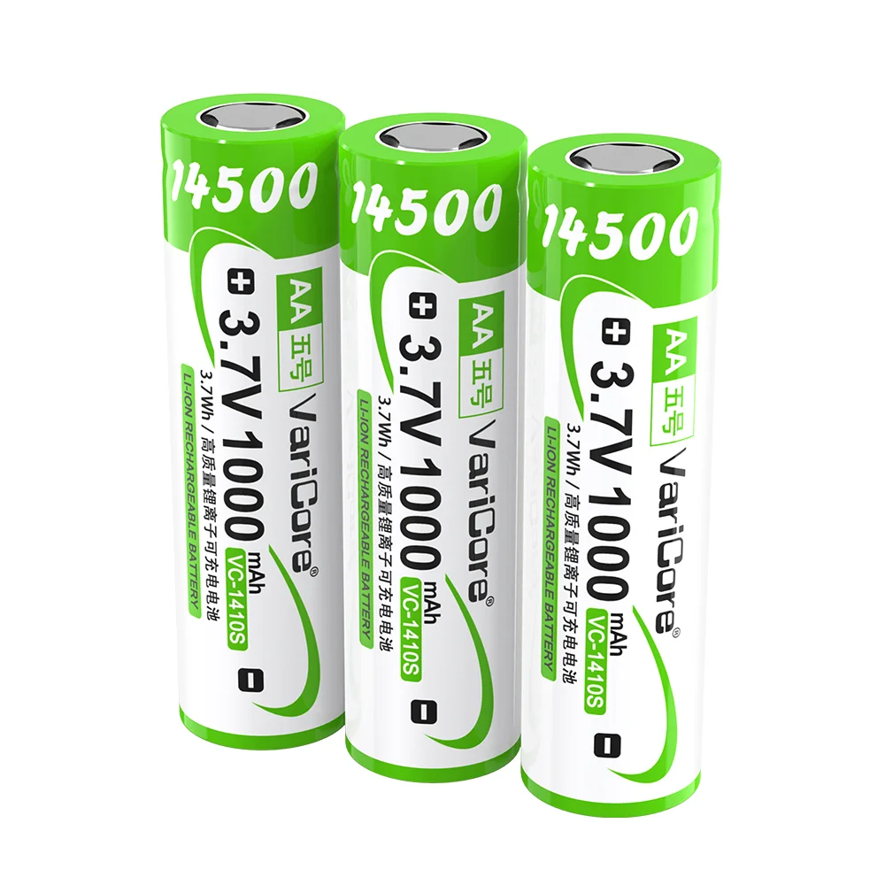 3.7V 14500 1000mAh AA 3.7V Li-ion Rechargeable Battery for Flashlight, Toys,Remote Control