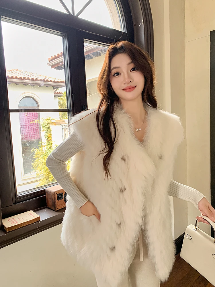 

Новая зимняя меховая жилетка средней длины из натурального меха, комфортная, теплая, молодежная, стройнящая, в корейском стиле, из полиэстера