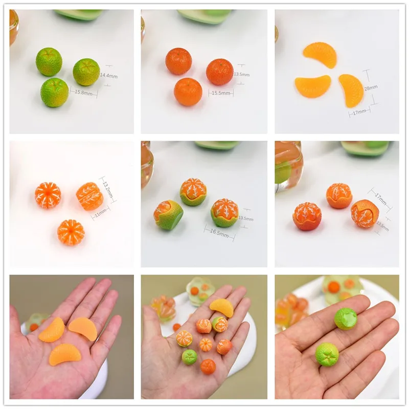 SNASAN 10pieces Fruits Tangerine Orange Handmade Materials Candy Toys UV Epoxy Jewelry Filling Materials Lovely Beads