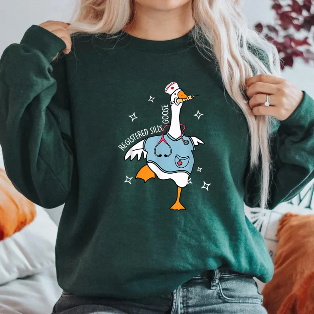 Nurse Silly Goose Sweatshirt Nursing Student Shirt Silly Goose Registered Nurse Sweatshirt Women Hoodies Nurse Life Pullover Top