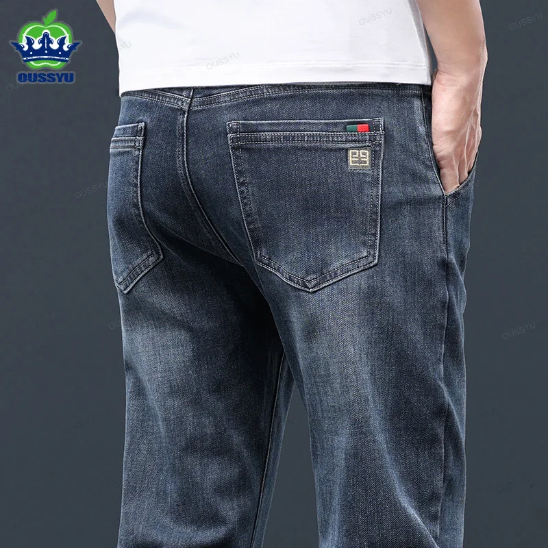 Brand Clothing Luxury Spring Summer Cotton Men's Jeans Slim Denim Pants Blue Work Outdoors Korea Trousers Male Large Size 28-40