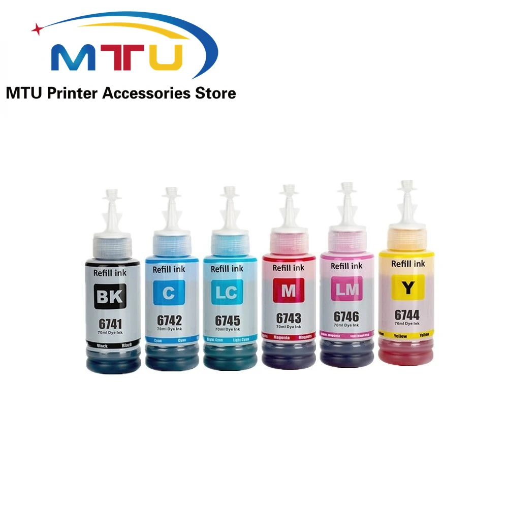 1Set 6 Colors 674 T674 Refill Dye Ink for Epson L801 L805 L810 L850 L1800 70ml/Bottle