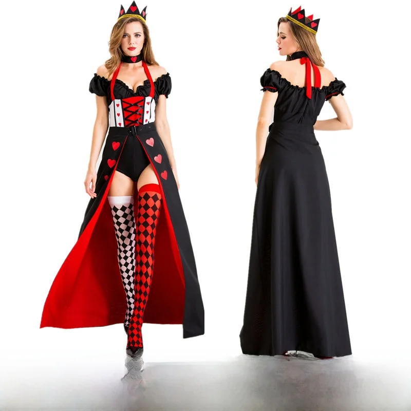 أزياء الهالوين بوكر على شكل قلب برينك للمسرح، أزياء الملكة الحمراء مناسبة لعبة المحكمة الملكة، ألياف البوليستر 00% الصينية التقليدية...
