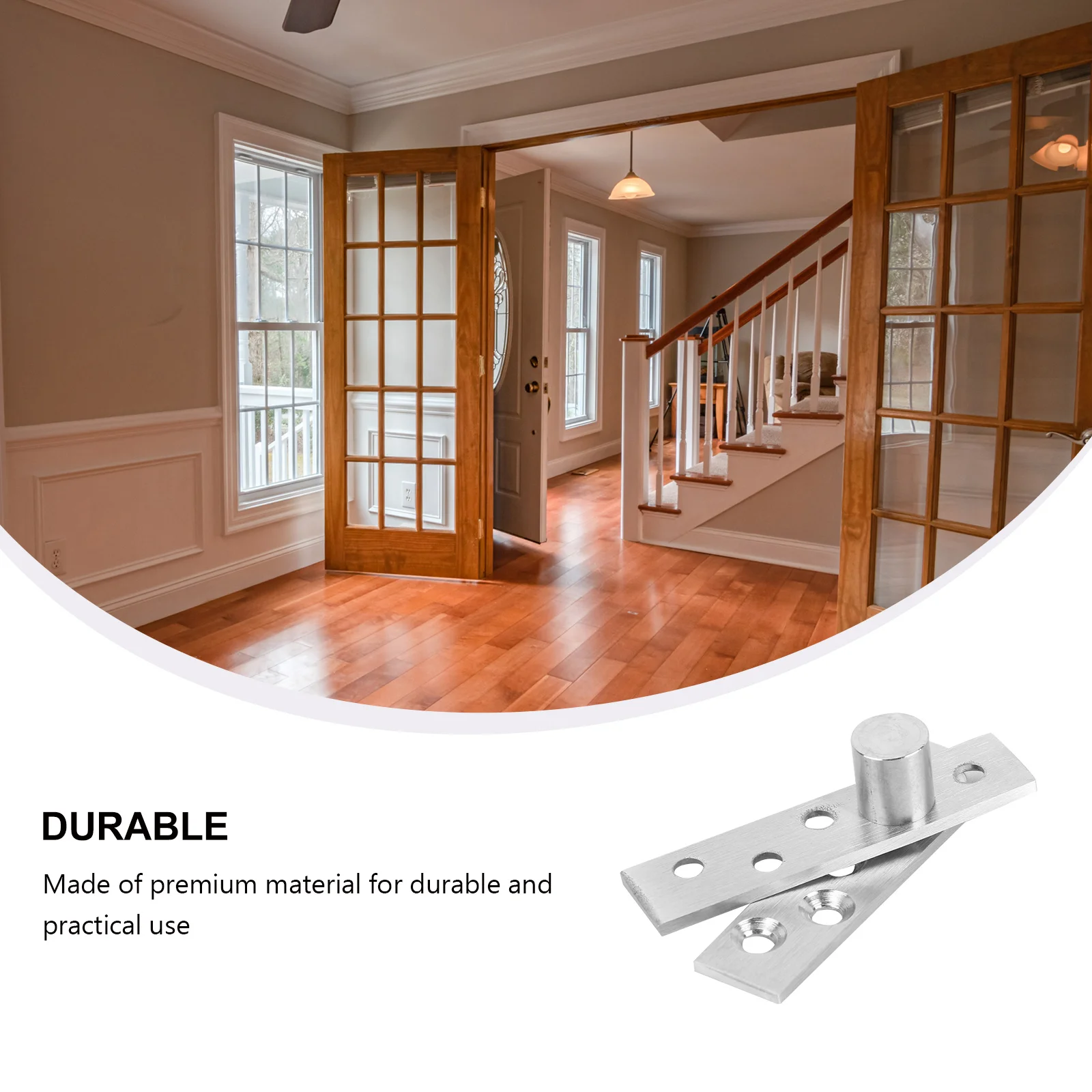 

2Pcs Stainless Steel Door Hinge 360 Degree Rotation Hidden Pivot Heavy Duty for Wooden Cabinet Small Wood Alloy Doors Silver