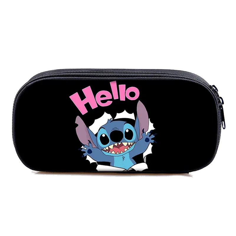 Disney Lilo & Stitch Pencil Case Cartoon Cute Single Layer Large Capacity Stationery Box Study Stationery Kids Birthday Gifts