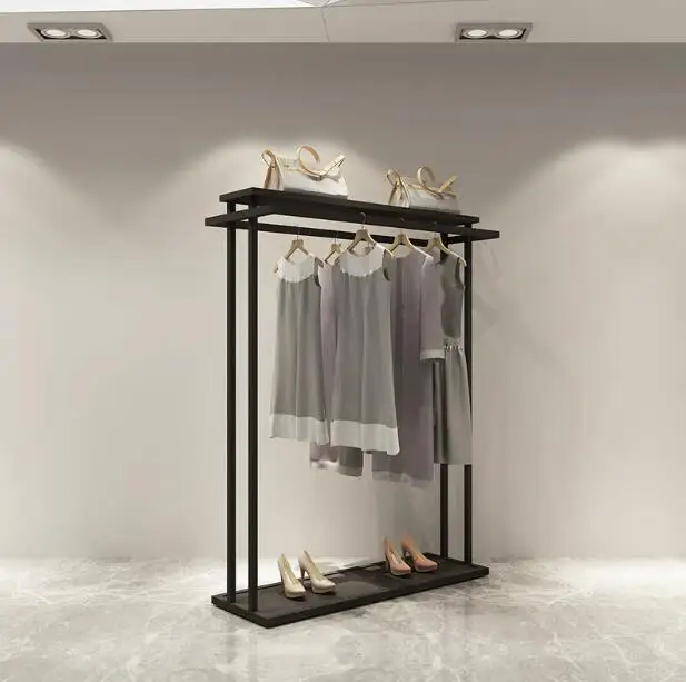 Nakajima Double Row Shelf Women's Clothing Store Parallel Bars Clothing Shelf Middle Double Root Display