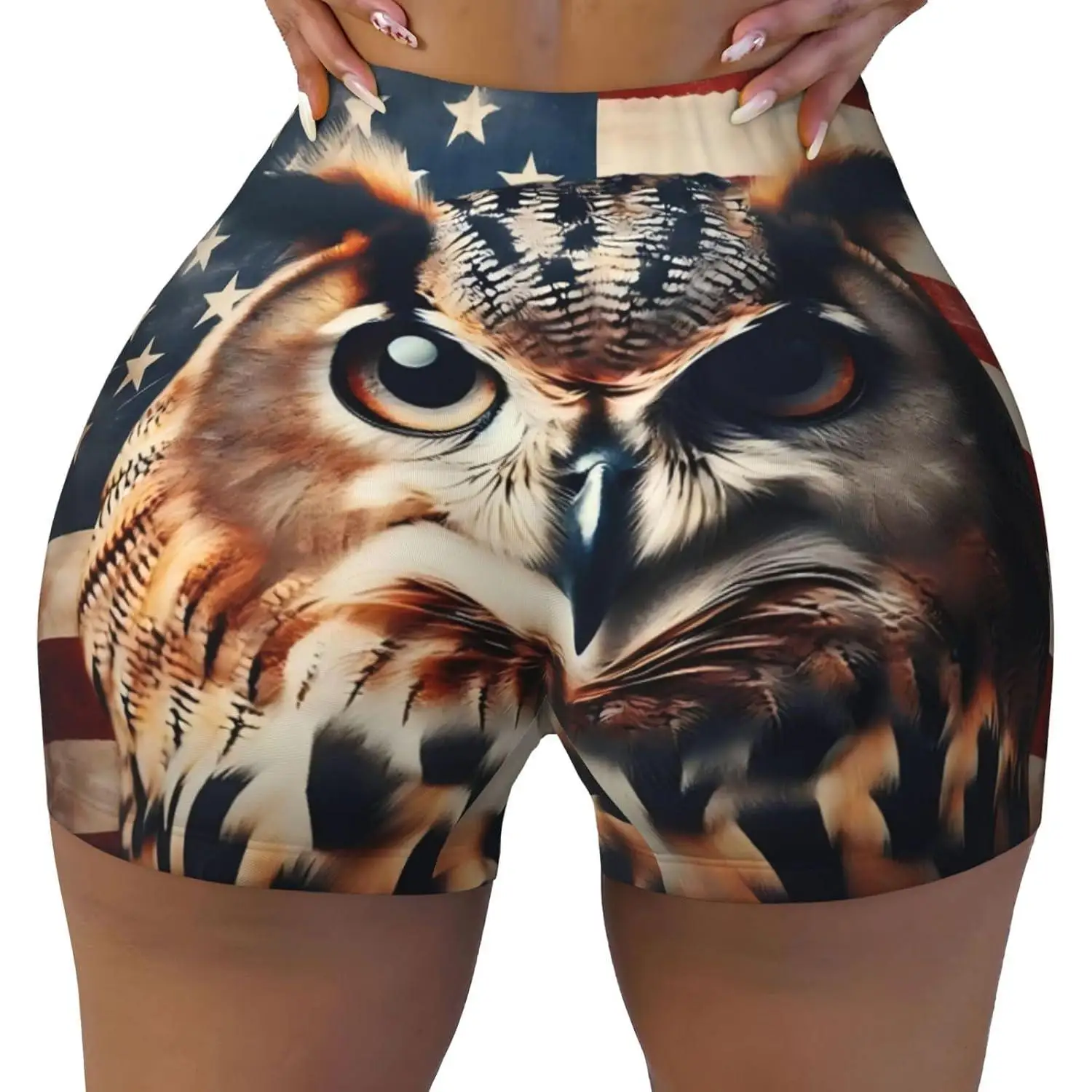 Reindeer Tree Snowflake Christmas Women's High Waist Print Workout Shorts Stretch Yoga Shorts for Athletic Running