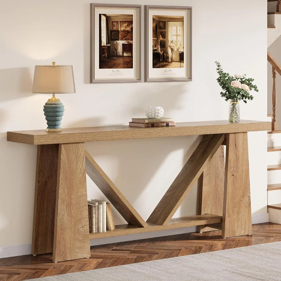 70.9Inch Extra Long Console Table Farmhouse Entryway Table with Storage rrow Wooden Couch Table Behind Sofa for Living Room Ent