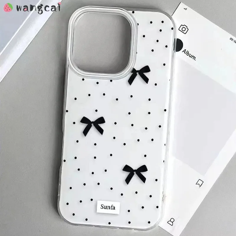 

Elegant Bow Phone Case For Huawei Pura 80 70 Pro Ultra P60 Art P50 P50E P40 P30 Pro Mate 70 60 50 30 Pro Polka Dots Cover