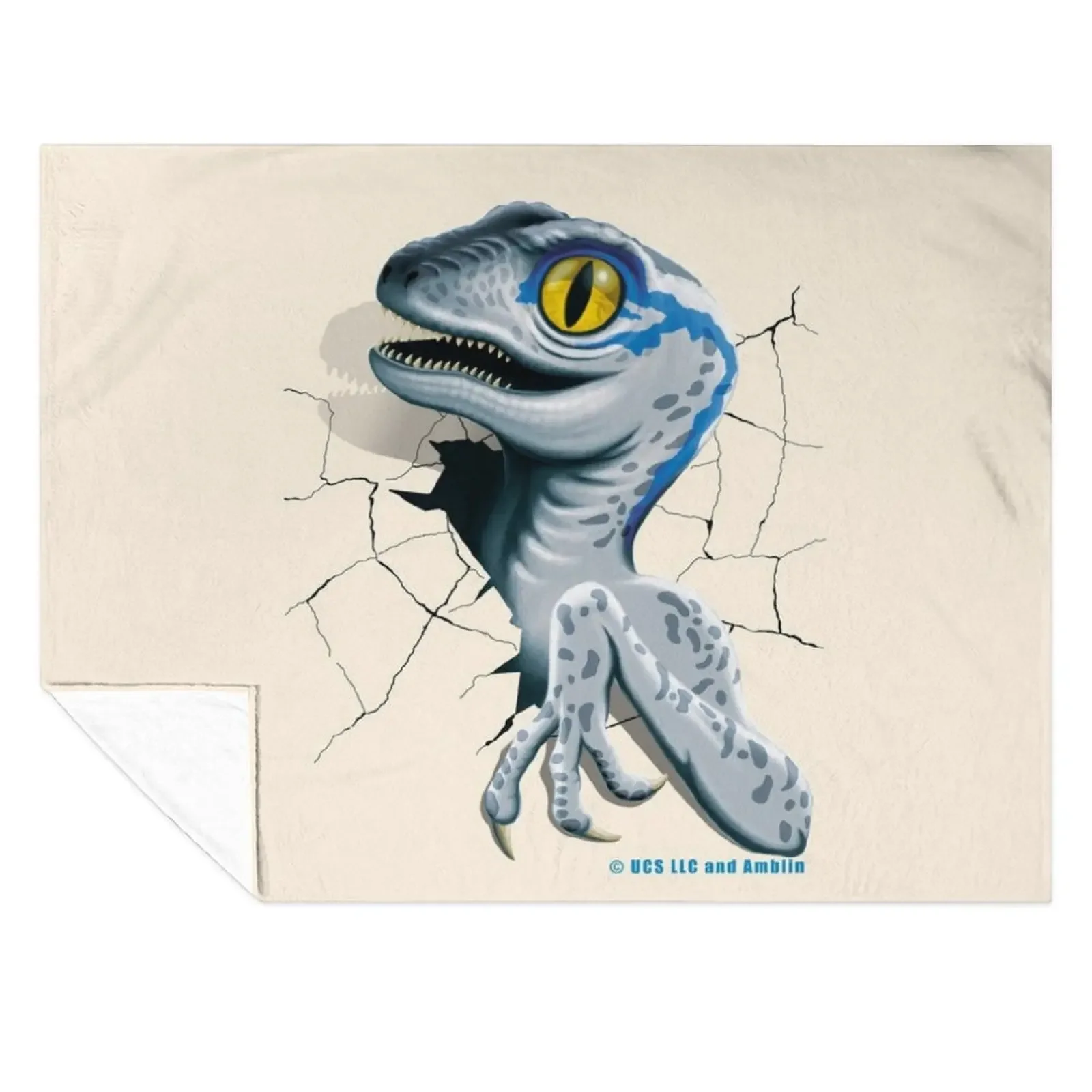 

Jurassic World - Baby Blue Velociraptor Throw Blanket Bed covers Thermal Flannels Plaid Blankets