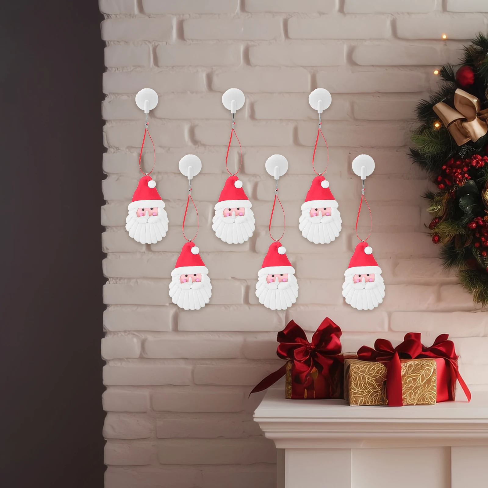 

2Pcs Xmas Tree Pendants Festive Decoration Santa Shaped Ornaments PVC Easy to Suspend Christmas Decorations