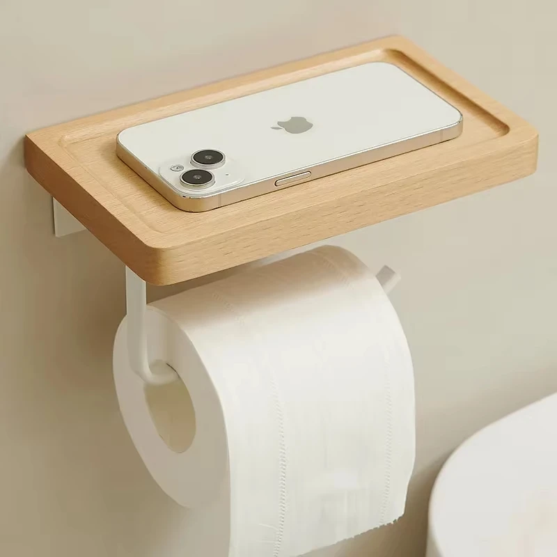 

Wooden Bathroom Toilet Paper Box Solid Wood Toilet Tissue Box Toilet Paper Rack Bathroom Wall Hanging Roll Paper Rack