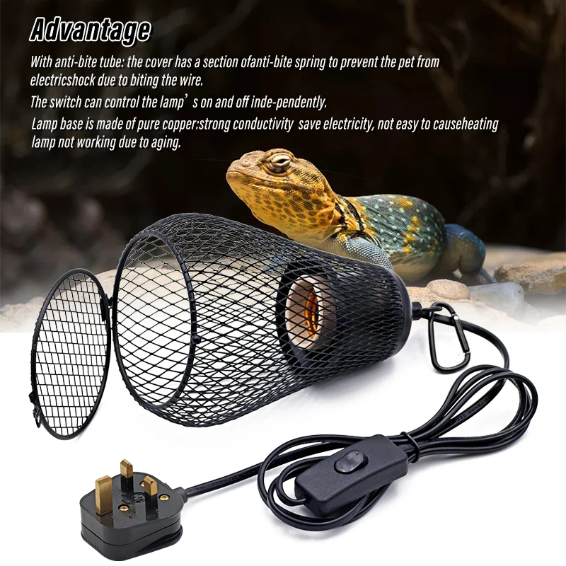 Pet Reptile Heating Cage Cover Heat Lamp Infrared Ceramic Pet Coop Heater Kit Heater Guard for Chicken Lizard Turtle Brooder