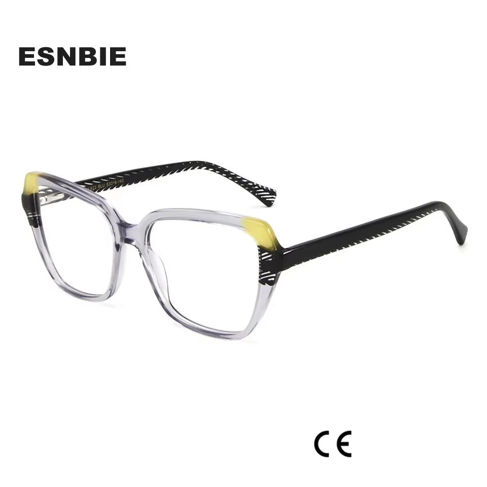 New Polygon Cat Eye Glasses Frame Women Retro Designer Multi Color Acetate Square Optical Eyeglasses Prescription Myopia Glasses