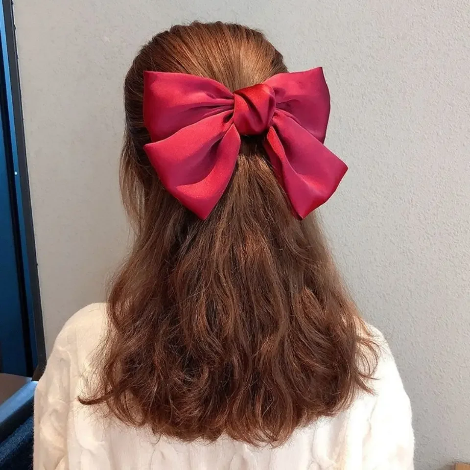 Fashionable and Sweet Bow Girl Spring Clip Back Spoon Top Clip Half Tie Hair Jewelry New Summer Women\'s Small Fresh Hair Clip