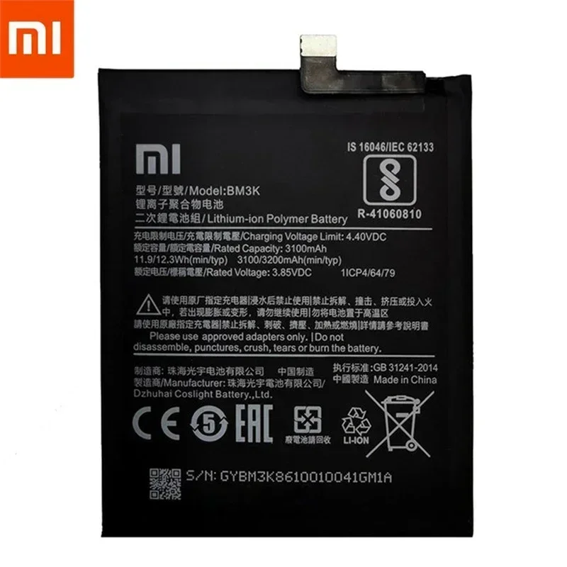 100% Orginal Phone Battery BM3K 3200mAh High Quality Replacement Battery For Xiaomi Mi Mix 3 Mix3 Batteries Tools Fast Shipping