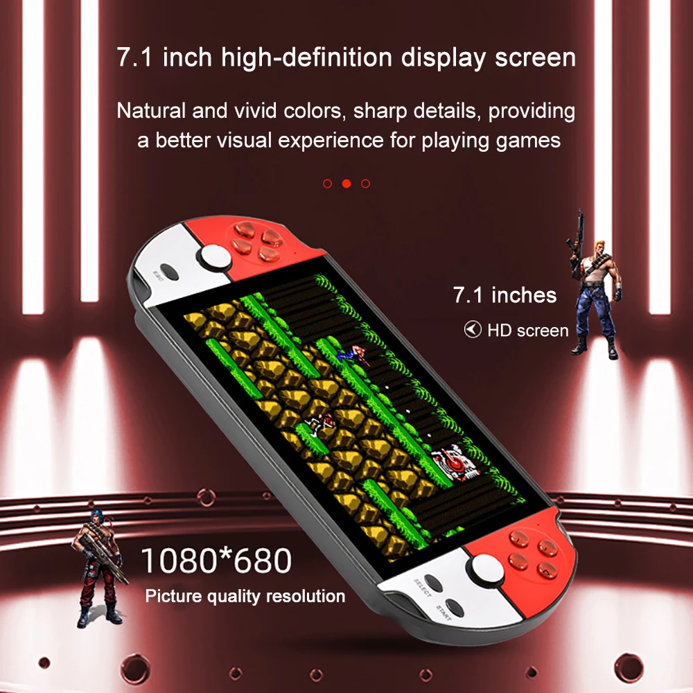 7.1 Inch Draagbare Gameconsole Lcd-Scherm Dubbele Rocker Draagbare Videospeler Hd-Gameconsole Voor Arcadekaart Met Twee Spelers