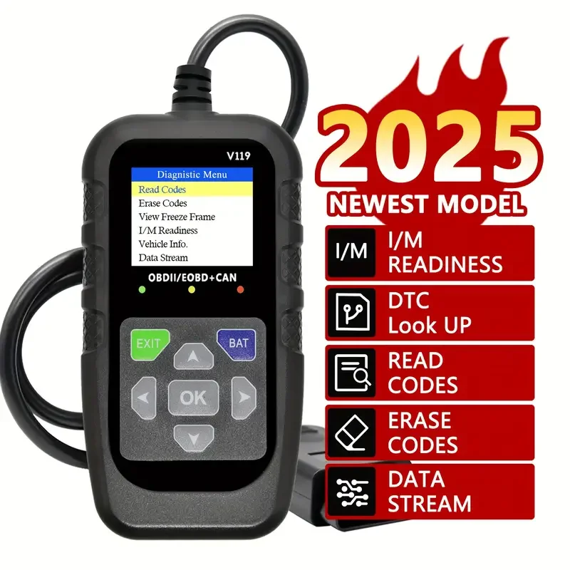 

V119 OBD2 Scanner Code Reader USB Powered Car Diagnostic Tool EOBD CAN Check Engine Light Reset Voltage Tester For All Cars