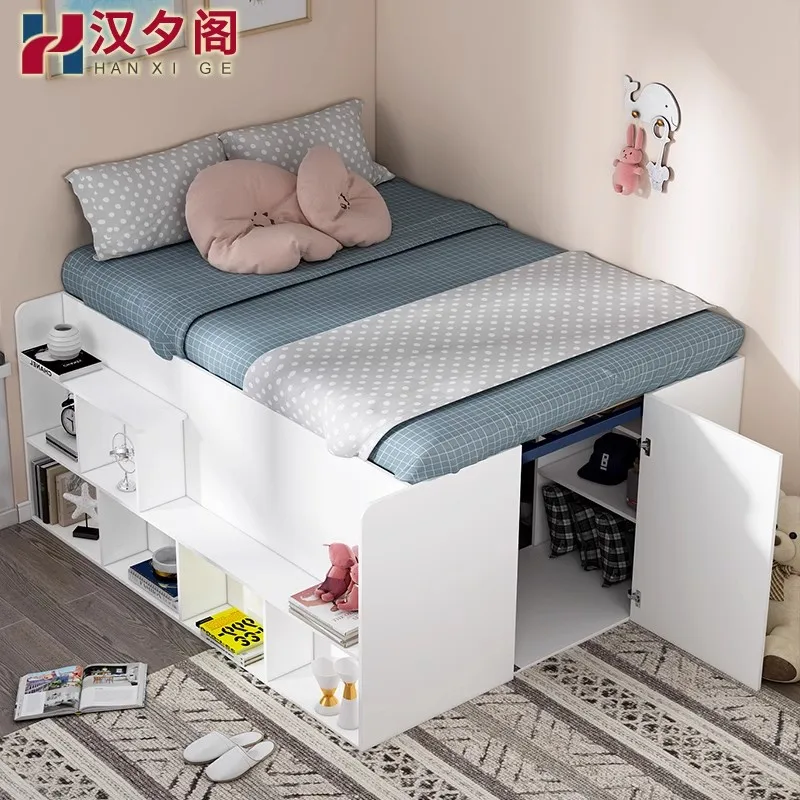 Tatami high box storage bed wardrobe bed combination integrated board bed double bed pneumatic small apartment