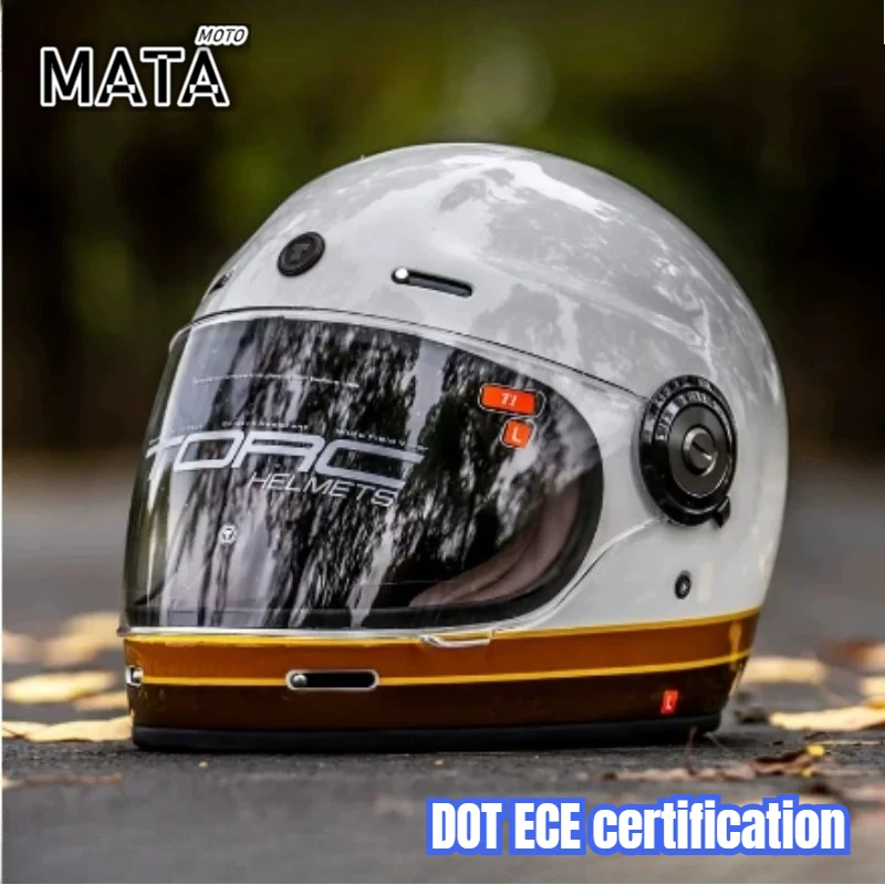 Hot TORC Motorycle Riding Vintage Helmet Moto Full Face Helmet Cover Retro Helmet Men Motorbike Personality Cool Locomotive