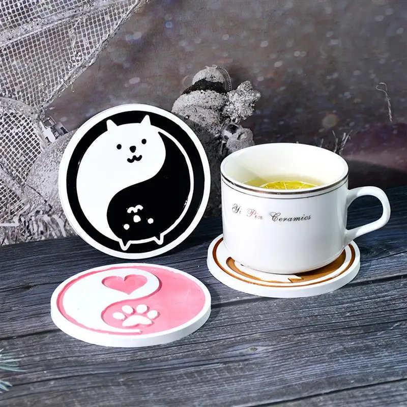 Haustier Katze Untersetzer Silikon Form Epoxidharz Kristall Gips Beton Form DIY Runde Kaffee Wein Glas Tee Untersetzer Tablett Wohnkultur