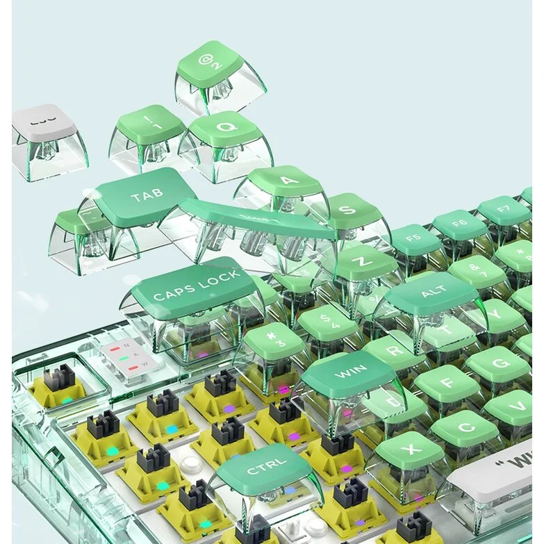 Imagem -03 - Coolkiller Teclado Mecânico sem Fio Case Translúcido Bluetooth Hot Swappable Peach Gasket Mint Green Black Knight 2.4g Ck75