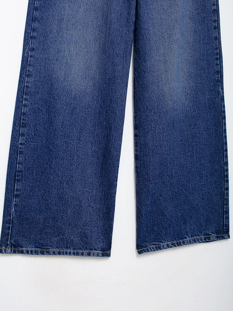 KUCLUT أزياء النساء مع حزام الدنيم الأزرق الجبهة زيبر السراويل المستقيمة الجينز خمر عالية الخصر كامل طول السراويل النسائية