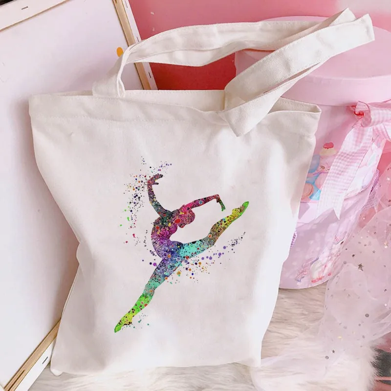

Artistic Dynamic Canvas Shoulder Bag Colorful Dancer Silhouette Women's Casual Tote Handbag for Dance Studio School Daily Use