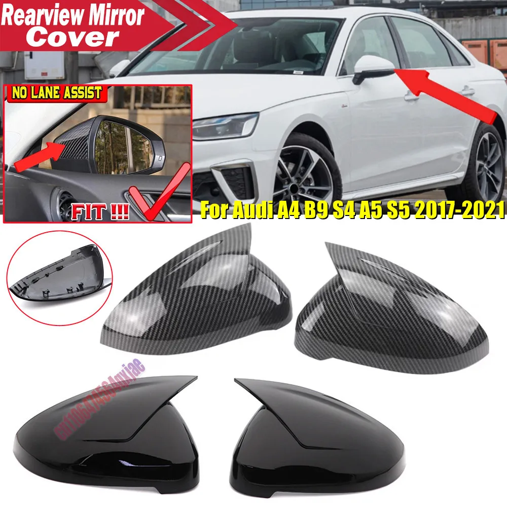For Audi A5 S5 RS5 A4 S4 RS4 B9 2016-2022 No Assist Hole ABS Car Side Mirror Cover Wing Cap Exterior Door Trim Replacement