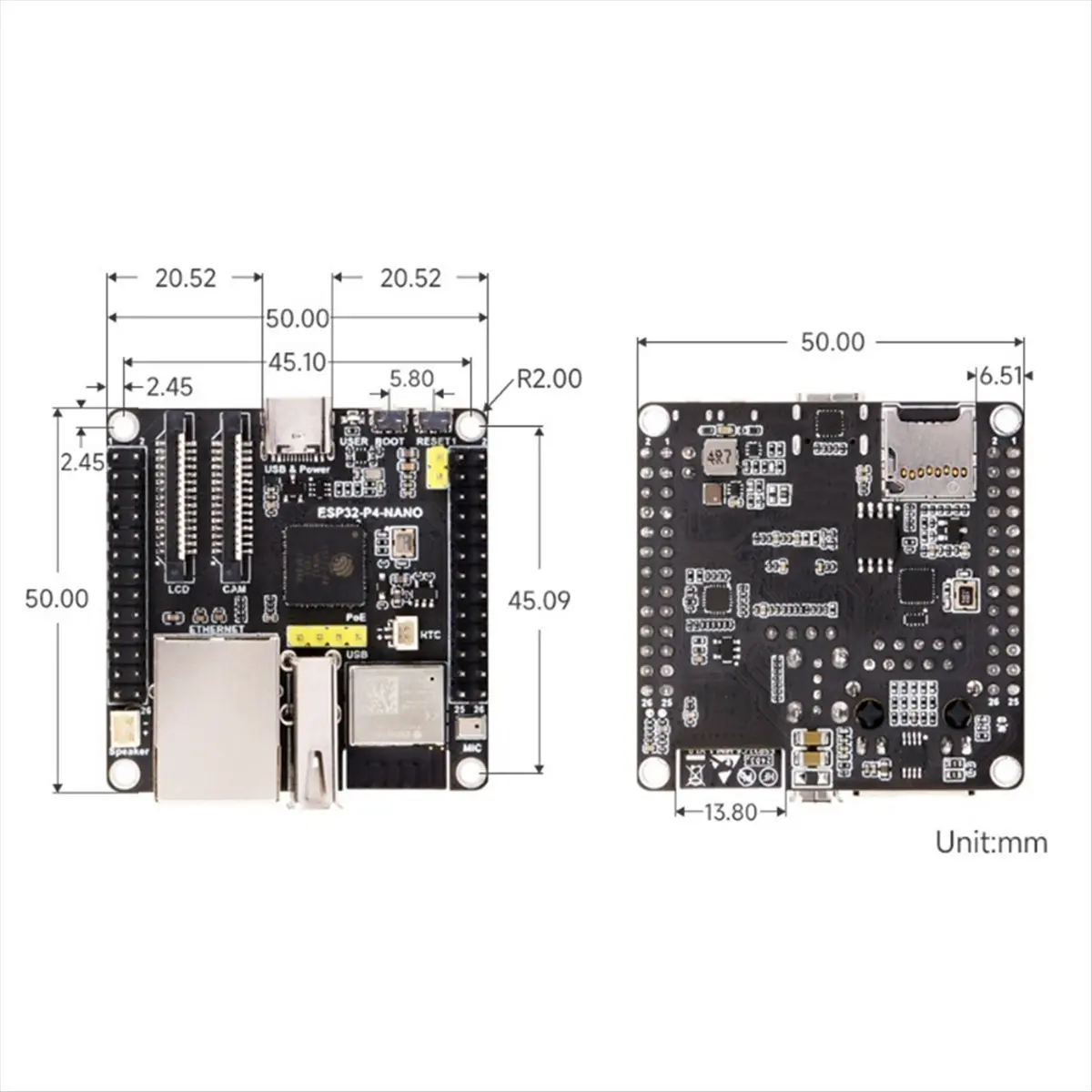 A43M ESP32-P4-NANO Development Board+10.1inch Display Full Kit Dual-Core RISC-V WiFi6 Bluetooth5/BLE RJ45 100M Ethernet Port