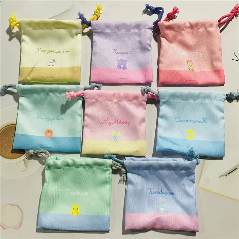 Kawaii Kuromi Storage Bag Cartoon Non Woven Drawstring Bag Toy Cinnamoroll Melody Bag Pocket Children's Party Christmas Gift