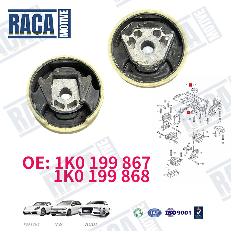 Para VW Jetta Golf MK6 Passat B6 CC Tiguan Audi Q3 Skoda Octavia Kit de montaje de soportes de motor superior e inferior trasero 1K0199867 1K0199868