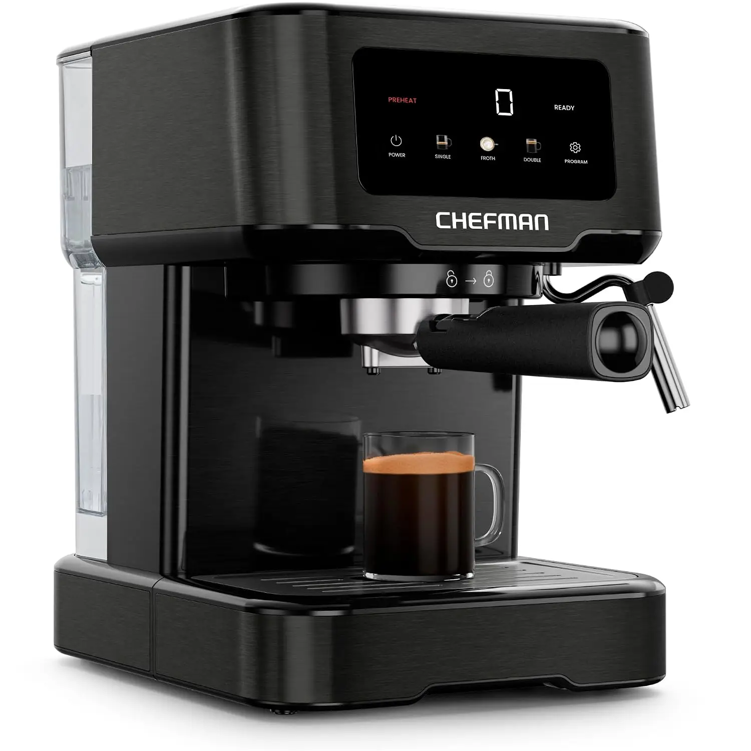 CraftBrew Espresso Machine, 15-Bar Pump Digital Espresso Maker w/Steam Wand for Latte & Cappuccino, Compact Espresso Coffee Mach