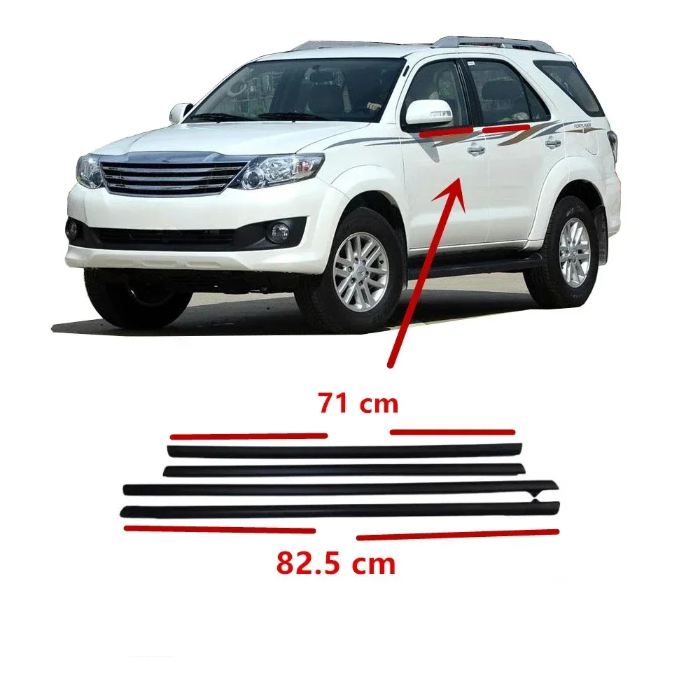 4 Pcs 2006-2011 Black Outside Window Glass Rubber for Toyota Fortuner Weatherstrip Outer Laminate Rubber 68162-0K010