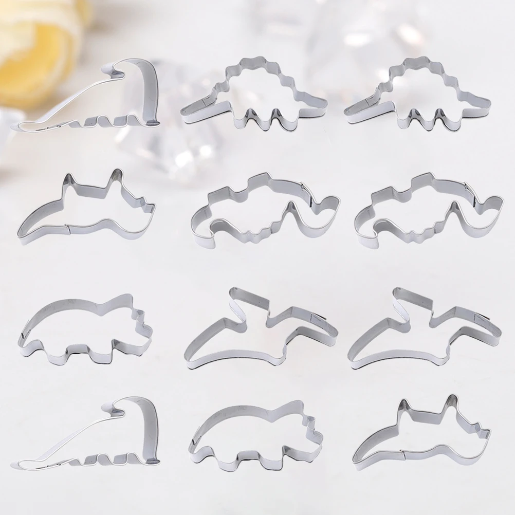 

Dinosaur Shaped Cake Mold 2 Sets Biscuit Molds Stainless Steel Cutter Cookie Mold Mini Cupcake Fruit Tart Dessert Maker Reusable