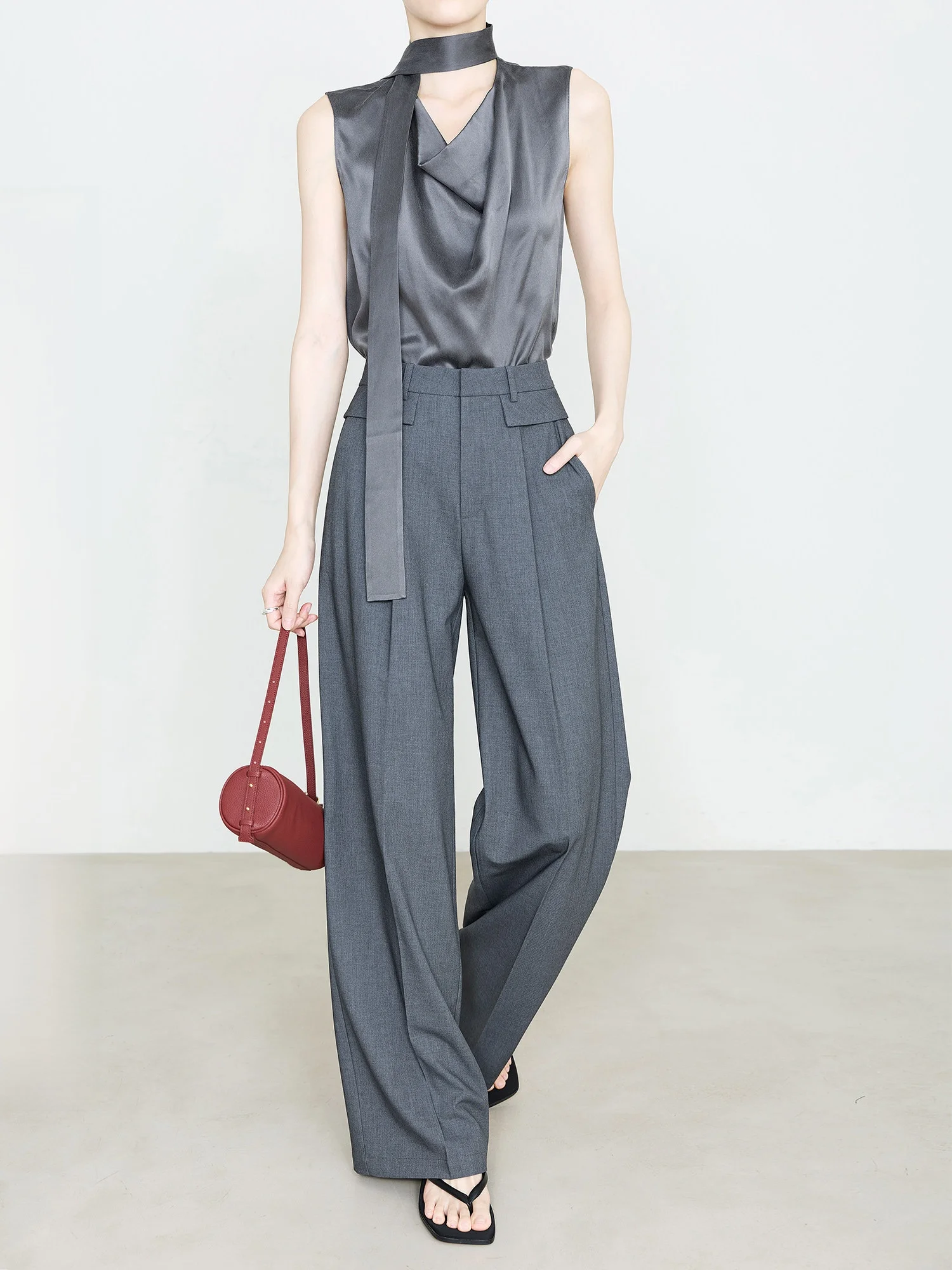 

ay Silk Wool Straight Leg Pants Women's 2026 New Design Sensation Moka Skirt Curtain Pants High Waist Long Pants Spring Season